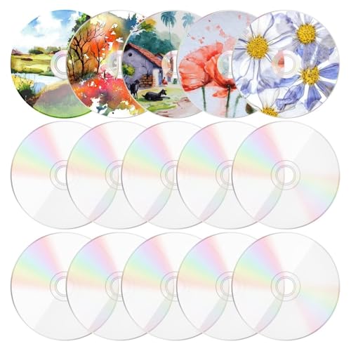 CUEMOON 15 Stück Klare Runde Leere CDs zum Malen, 12cm-1mm Scheiben Ornament, Disc für Bilderrahmen Malen Handwerk Projekt DIY, Raumdekoration CUEMOON 15 Stück Klare Runde Leere CDs zum Malen, 12cm-1mm Scheiben Ornament, Disc für Bilderrahmen Malen Handwerk Projekt DIY, Raumdekoration von CUEMOON