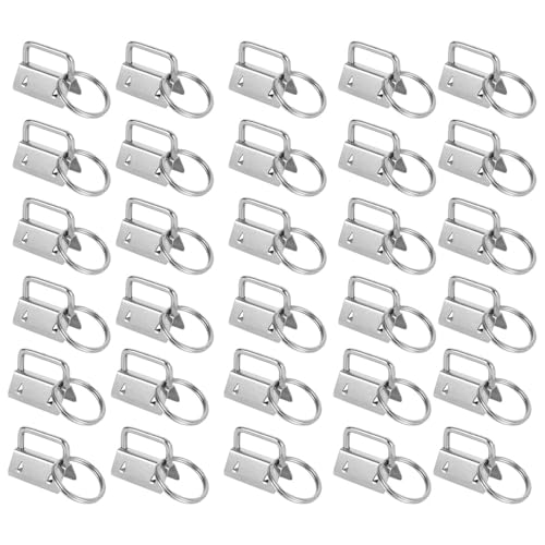 CUEMOON 30 Pcs 25mm Schlüsselband Rohlinge, Klemmschließeanhänger Schlüsselring, Wristlet Hardware, DIY Schlüsselringen zur Herstellung, für Tasche Wristlets und Andere Hand Craft von CUEMOON