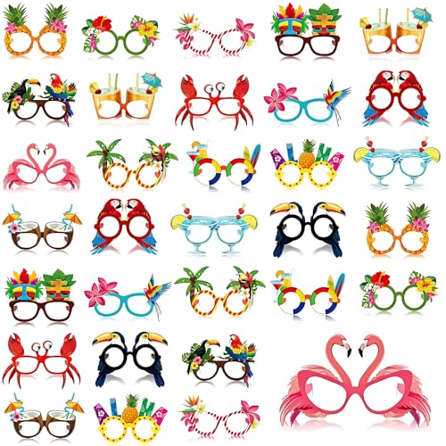 CUEMOON 32 Stück Hawaiianische Partybrille, lustige tropische Party-Fotobrille, lustige Brille für Geburtstage Pool und Strand, Hawaii-Brille für Kinder und Erwachsene CUEMOON 32 Stück Hawaiianische Partybrille, lustige tropische Party-Fotobrille, lustige Brille für Geburtstage Pool und Strand, Hawaii-Brille für Kinder und Erwachsene von CUEMOON