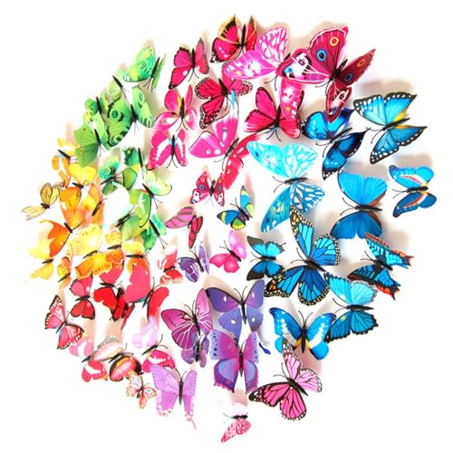 CUEMOON 72 Stück 3D-Schmetterlings-Wanddekoration, Schmetterlingsaufklebern, Kühlschrankmagnet für Kinderzimmer, Zuhause, Klassenzimmer, Party-Dekorationen,mehrfarbig CUEMOON 72 Stück 3D-Schmetterlings-Wanddekoration, Schmetterlingsaufklebern, Kühlschrankmagnet für Kinderzimmer, Zuhause, Klassenzimmer, Party-Dekorationen,mehrfarbig von CUEMOON