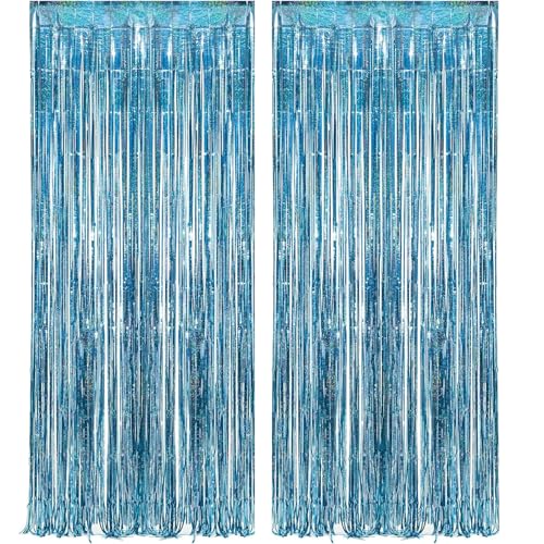 CUEMOON Lametta Vorhänge Blau Glitzer, 2 Stück Metallische Glitzervorhang Fringe 1m x 2.5m, Deko für Weihnachtsbaum Geburtstage Festivals Party Kindergeburtstag Party Bühnendekor CUEMOON Lametta Vorhänge Blau Glitzer, 2 Stück Metallische Glitzervorhang Fringe 1m x 2.5m, Deko für Weihnachtsbaum Geburtstage Festivals Party Kindergeburtstag Party Bühnendekor von CUEMOON