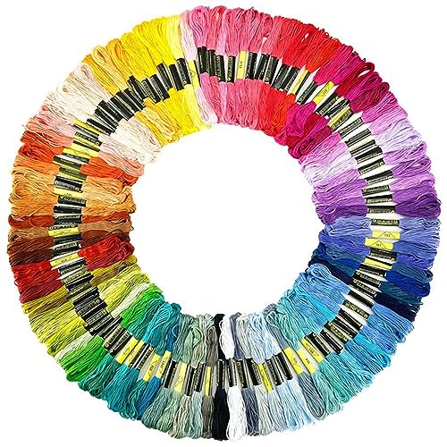 100 Farben Stickgarn Set, 5 Meter Stickgarn Embroidery Floss Multifarben Weicher,Stickerei Basteln Leisure Arts Kreuzstich Embroidery Threads Nähgarne Häkeln für Freundschaftsbänder, Stickerei von CUIDAKJ