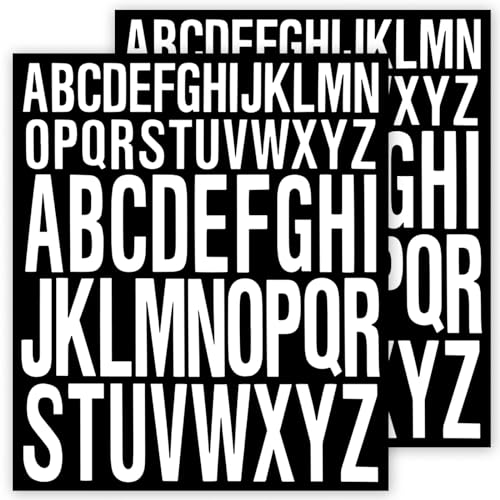 2 Blatt Selbstklebende Buchstaben Aufkleber Klebebuchstaben Groß zum Aufkleben Scrapbook Wasserfeste Vinyl Alphabet für Basteln im Freien Schilder Poster Briefkasten Fenster und Auto (Weiß) von CUIDAKJ