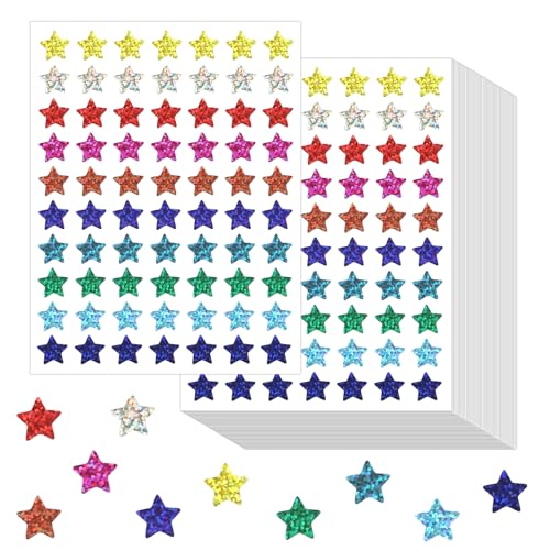 3500 Stück 50 Blätter Stern Aufkleber 10 Farben Sterne Sticker Bunte Laser Sternaufkleber Belohnungssticker Sterne Selbstklebend Glitzer Sticker für Lehrer Belohnung Kalende DIY Handwerk 3500 Stück 50 Blätter Stern Aufkleber 10 Farben Sterne Sticker Bunte Laser Sternaufkleber Belohnungssticker Sterne Selbstklebend Glitzer Sticker für Lehrer Belohnung Kalende DIY Handwerk von CUINIUNAID