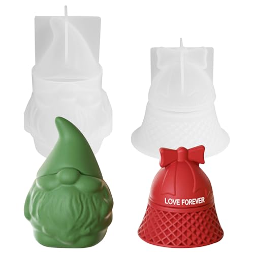 Silikonform Kerze Weihnachtsmann und Glocke Silikonform Wichtel Silikonform Weihnachten Gießform Weihnachten Gießformen Weihnachten Kerzenformen Silikon Weihnachten Zwerg DIY Silikon Kerzen Gießform von CUINIUNAID