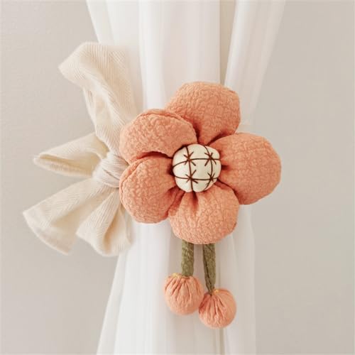 CULASIGN 2 Stück Vorhänge Raffhalter Blumen, Vintage Gestrickte Vorhang Halter Handgefertigte Raffhalter Dekorative Vorhang für Haus, Büro, Wohnzimmer, Fenster Dekoration (Rosa) von CULASIGN