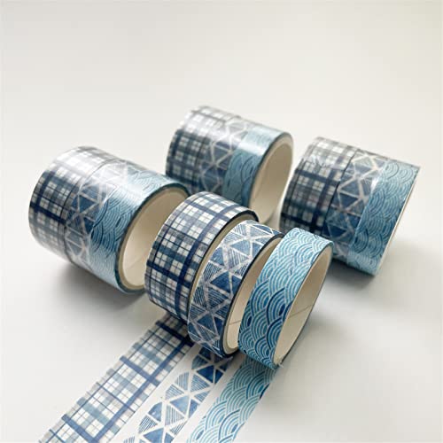 3 Rollen Washi Tape Set,Masking Tape 3m Klebeband Washi Masking Tape Dekorative Klebeband Multi-Pattern Dekoratives Klebeband für Heimwerken (Blau) von CULASIGN