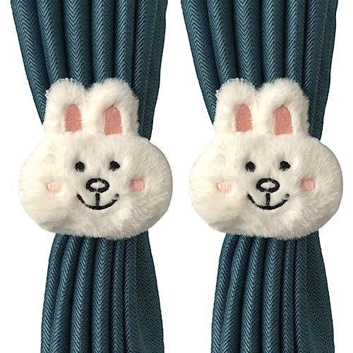 CULASIGN 2 Stück Raffhalter ​für Vorhänge, Vorhang Raffhalter Gardinenhalter Mit Penguin Astronaut,Vorhanghalter Gardinen Clip für Kinderzimmer Deko (2pcs,Hase) von CULASIGN