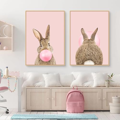 CULASIGN 2er Set Bilder Kinderzimmer Deko | Premium Kaninchen Poster | Ohne Bilderrahmen | Wandbilder Junge Mädchen | Babyzimmer Kinderzimmer Deko | Wandposter (CD,30x40cm) von CULASIGN