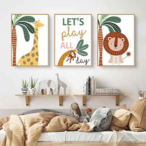 CULASIGN 3er Set Bilder Kinderzimmer Deko, DIN A4 Kinderposter, Poster Babyzimmer Waldtiere Wandbilder, Tiere Kinderbilder OHNE Rahmen, Wandposter Jungen und Mädchen (ABC,30x40cm) von CULASIGN