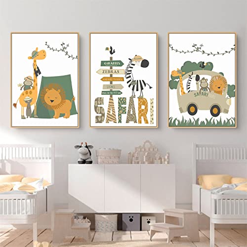 CULASIGN 3er Set Bilder Kinderzimmer Deko, DIN A4 Kinderposter, Poster Babyzimmer Waldtiere Wandbilder, Tiere Kinderbilder OHNE Rahmen, Wandposter Jungen und Mädchen (DEF,30x40cm) von CULASIGN