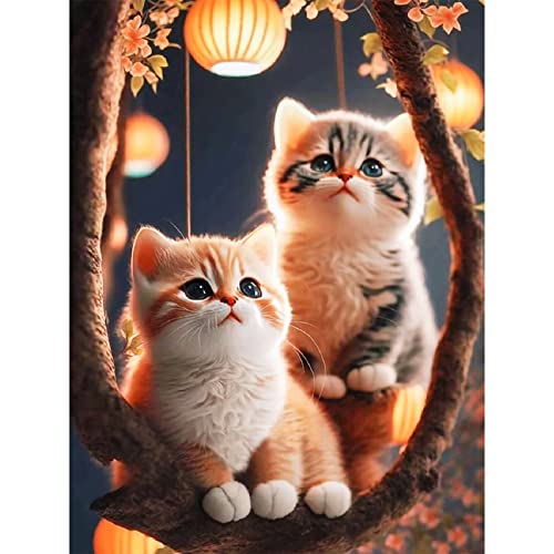 CULASIGN Diamond Painting Katzen, 5D Diamant Painting Bilder Katzen für Erwachsene Decoration Geschenk, 30x40cm (B) von CULASIGN