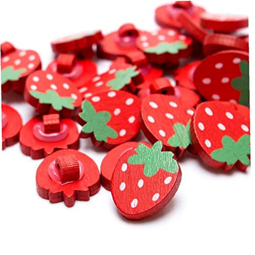 CULER 10Pcs / Lot Nette Erdbeere Buttons handgemachte Karikatur Nähen Holzknöpfe Wohnaccessoires von CULER