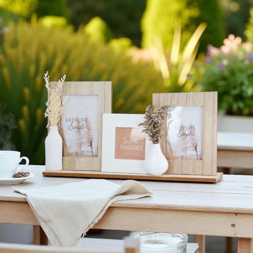 CULT at home Bilderrahmen Collage weiß natur – Halb-Vasen mit Kunstgras – Tisch Bilderrahmen set verschiedene Größen Holz – auf Basis Gesamtlänge 39 cm – Format 10x15, 8x13, 8x8 cm 39 cm CULT at home Bilderrahmen Collage weiß natur – Halb-Vasen mit Kunstgras – Tisch Bilderrahmen set verschiedene Größen Holz – auf Basis Gesamtlänge 39 cm – Format 10x15, 8x13, 8x8 cm 39 cm von CULT at home