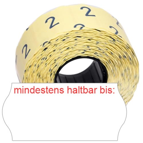 CUNU - 18.000 Etiketten für Datum/MHD "mindestens haltbar bis" 26x12mm (Wellenrand) - Permanent selbstklebend mit Preisauszeichner kompatibel: contact, Meto, Sato, Blitz, Etimark, Jolly, Open, Smart von CUNU