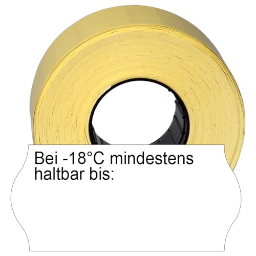 CUNU - 18.000 Etiketten für Datum "Bei -18° mindestens haltbar bis" 26x12mm (Wellenrand) - Stark Selbstklebend mit Preisauszeichner kompatibel: contact, Meto, Sato, Blitz, Etimark, Jolly, Open, Smart von CUNU