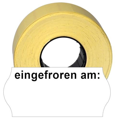 CUNU - 18.000 Etiketten für Datum "eingefroren am" 26x12mm (Wellenrand) - Permanent selbstklebend - Tiefkühletiketten mit Preisauszeichner kompatibel: contact, Meto, Sato, Blitz, Etimark, Jolly, Open von CUNU