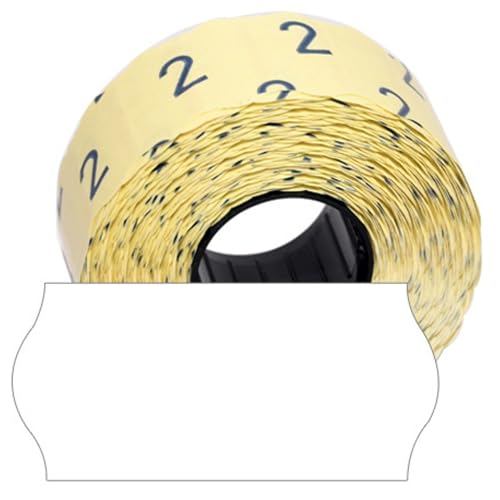 CUNU - 18.000 Preisetiketten "permanent" 26x12mm (Wellenrand Weiß) Etiketten für Datum & Preise selbstklebend - Mit Preisauszeichner kompatibel: contact, Meto, Sato, Blitz, Etimark, Jolly, Open, Smart von CUNU
