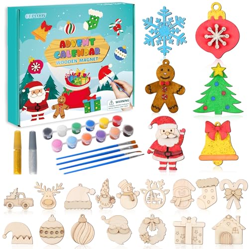 Adventskalender 2025, 24 Tage Weihnachts-Countdown-Kalender, DIY-Holzmagnete, Malerei, Kunst, Bastelsets für Kinder, hängende Ornamente aus Holz für Jungen und Mädchen, Urlaub, Weihnachtsgeschenke Adventskalender 2025, 24 Tage Weihnachts-Countdown-Kalender, DIY-Holzmagnete, Malerei, Kunst, Bastelsets für Kinder, hängende Ornamente aus Holz für Jungen und Mädchen, Urlaub, Weihnachtsgeschenke von CUPLOOV