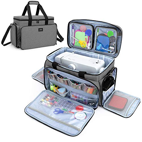CURMIO Nähmaschinentasche, Tragetasche für Nähmaschinen, Nähmaschine Tasche ist kompatibel mit den meisten Standardnähmaschinen und Zubehör (LEERE TASCHE), Grau von CURMIO