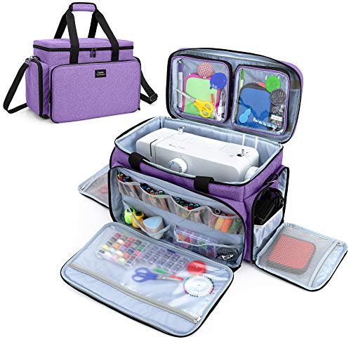 CURMIO Nähmaschinentasche, Tragetasche für Nähmaschinen, Nähmaschine Tasche ist kompatibel mit den meisten Standardnähmaschinen und Zubehör (Leere Tasche), Lila von CURMIO
