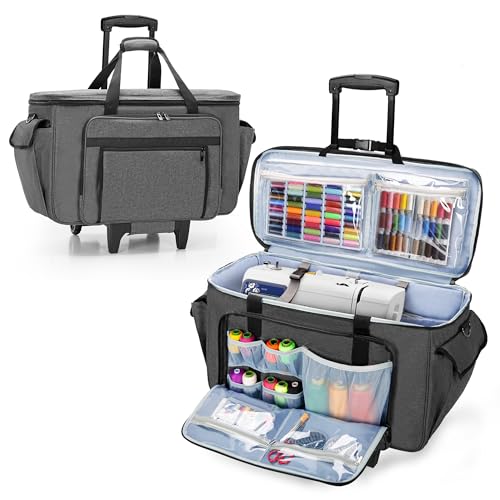 CURMIO Nähmaschinentasche mit Abnehmbarem Trolley, Rollende Stickmaschine Tasche mit Bodenträgerplatte für Näh- und Stickmaschine, Grau CURMIO Nähmaschinentasche mit Abnehmbarem Trolley, Rollende Stickmaschine Tasche mit Bodenträgerplatte für Näh- und Stickmaschine, Grau von CURMIO