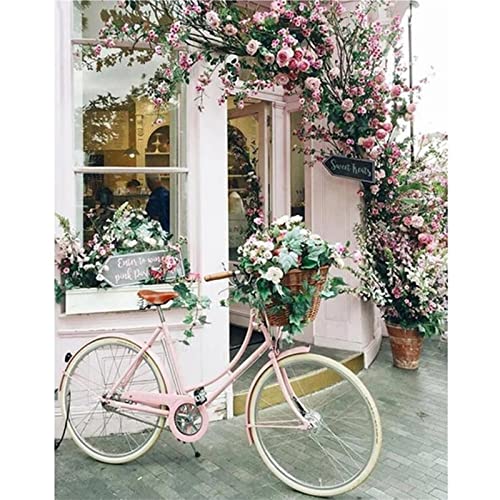 Diamond Painting Fahrräder Blumen Bilder 35x50cm 5D Diamont Painting Set, Diamant Painting Kinder Mädchen DIY Diamond Dots Crystal Art Malen Nach Zahlen Erwachsene für Aesthetic Room Decor Z-1297 von CURTEK