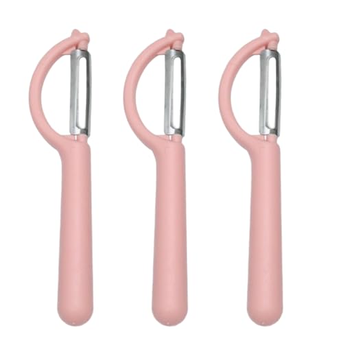 Karottenschäler, ergonomischer Griff, 3 Stück, Edelstahl, lang, gemütlicher Griff, scharfer Schneider, multifunktional, schnelles Schälen, Gadget für Gemüse, Melone, Kartoffel, Rosa Karottenschäler, ergonomischer Griff, 3 Stück, Edelstahl, lang, gemütlicher Griff, scharfer Schneider, multifunktional, schnelles Schälen, Gadget für Gemüse, Melone, Kartoffel, Rosa von CUSROS