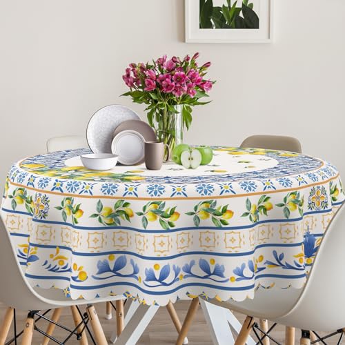 cusugbaso Runde Tischdecke, Zitrone, 152,4 cm, mediterraner Sommer für Zuhause, wasserabweisend, Zitronen-Tischdecke, Sommerdekoration für Zuhause, Tisch, Party cusugbaso Runde Tischdecke, Zitrone, 152,4 cm, mediterraner Sommer für Zuhause, wasserabweisend, Zitronen-Tischdecke, Sommerdekoration für Zuhause, Tisch, Party von cusugbaso