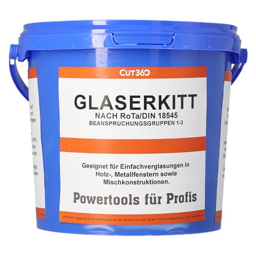 Cut360 Glaserkitt, 5 kg, Fensterkitt für die Einfachverglasung an Fenstern, weichplastisch geeignet für Holz- und Metallrahmen von CUT360 Powertools für Profis