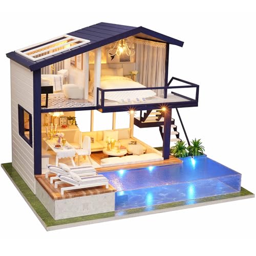 Cute-Eyfud Handgefertigtes Miniatur-Puppenhaus-Kit, DIY Puppenhaus Bastelset mit realistischen Möbeln, Spieluhr & LED-Lichtern, Maßstab 1:24 Holz Puppenhaus Kit für Geschenk & Dekorationen (TIME Cute-Eyfud Handgefertigtes Miniatur-Puppenhaus-Kit, DIY Puppenhaus Bastelset mit realistischen Möbeln, Spieluhr & LED-Lichtern, Maßstab 1:24 Holz Puppenhaus Kit für Geschenk & Dekorationen (TIME von CUTE-Eyfud