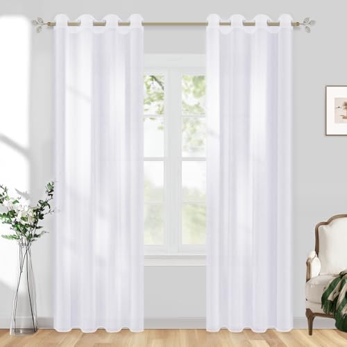 CUTEWIND Ösen Gardinen Weiss Transparent für Wohnzimmer Schlafzimmer Kinderzimmer, Vorhang Weiß Durchsichtig 220cm Lang, Vorhänge mit Ösen 140cm Breit, Gardinen Schals 2er Set CUTEWIND Ösen Gardinen Weiss Transparent für Wohnzimmer Schlafzimmer Kinderzimmer, Vorhang Weiß Durchsichtig 220cm Lang, Vorhänge mit Ösen 140cm Breit, Gardinen Schals 2er Set von CUTEWIND