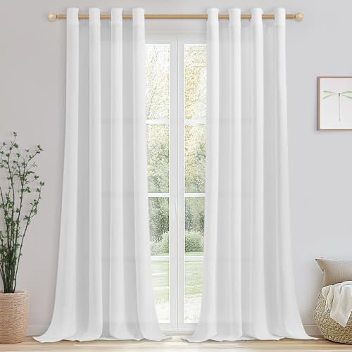 CUTEWIND Vorhang Weiß mit Ösen Leinenoptik Kinderzimmer Vorhänge Weiss Halbtransparent Ösenschal 245 cm Lang, 140 cm Breit, Gardinenschals Leinen 2er Set für Wohnzimmer Schlafzimmer CUTEWIND Vorhang Weiß mit Ösen Leinenoptik Kinderzimmer Vorhänge Weiss Halbtransparent Ösenschal 245 cm Lang, 140 cm Breit, Gardinenschals Leinen 2er Set für Wohnzimmer Schlafzimmer von CUTEWIND