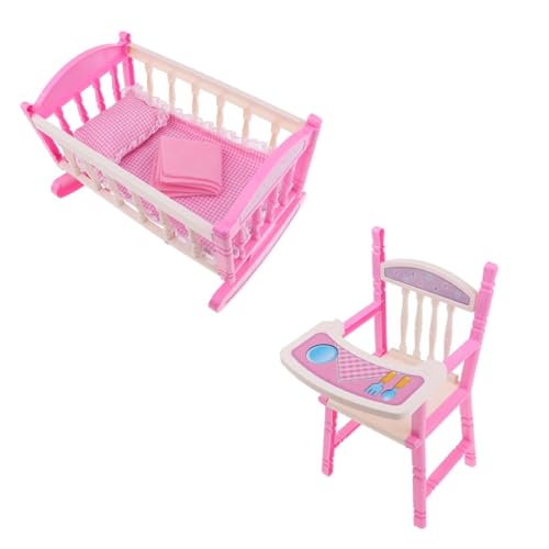 CUTeFiorino Abnehmbares Hochstuhl- und Kinderbett-Set mit Matratzendecke und Kissen Lernuhren (Pink, One Size) von CUTeFiorino