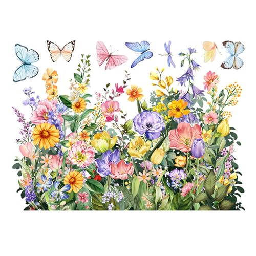 CUTeFiorino Colorful Floral Bouquet Window Sticker Flower Window Clings Reusable Removable Double for Home Decor Aufkleber Wohnmobil Länge (A, One Size) von CUTeFiorino