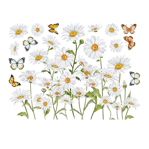 CUTeFiorino Colorful Floral Bouquet Window Sticker Flower Window Clings Reusable Removable Double for Home Decor Aufkleber Wohnmobil Länge (B, One Size) von CUTeFiorino