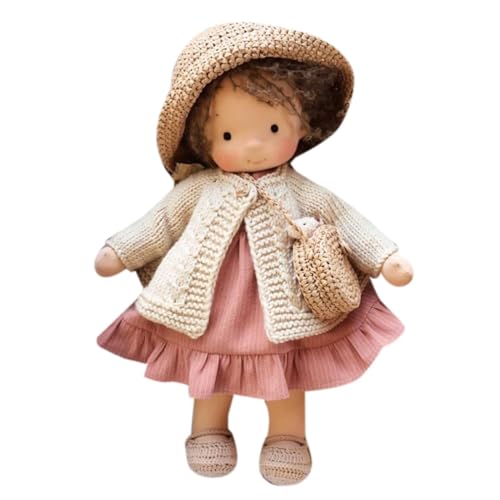 CUTeFiorino Handgefertigte Puppe Handgefertigte Puppe mit Kleidung Stoffpuppe Mädchen Handgefertigte Puppen Weiche Stoffpuppe Praktische Übungen Weich Puppenhaus Holz (Hot Pink, One Size) von CUTeFiorino