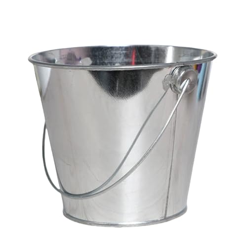 CUTeFiorino Verzinkte Metalleimer mit, runder Blumentopf, Pflanzenkorb für Pflanzen, Süßigkeiten, Snacks und Heimdekoration Kindersand (G, L) von CUTeFiorino