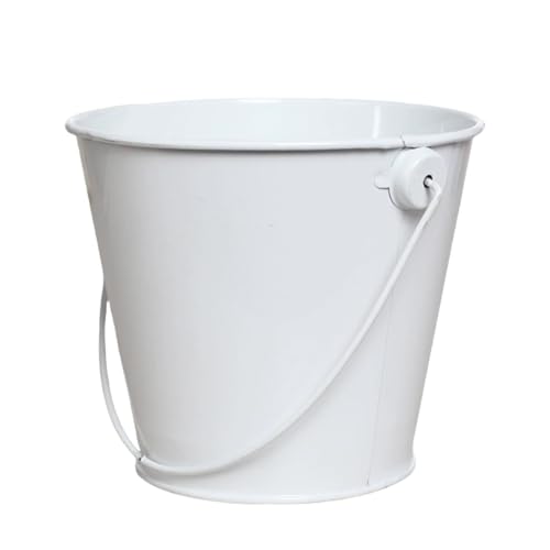 CUTeFiorino Verzinkte Metalleimer mit, runder Blumentopf, Pflanzenkorb für Pflanzen, Süßigkeiten, Snacks und Heimdekoration Kindersand (White, L) von CUTeFiorino