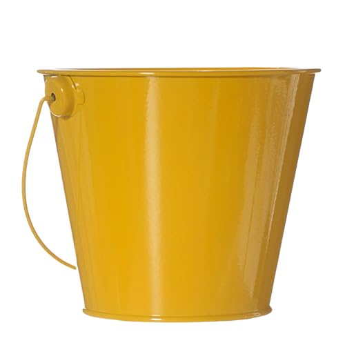 CUTeFiorino Verzinkte Metalleimer mit, runder Blumentopf, Pflanzenkorb für Pflanzen, Süßigkeiten, Snacks und Heimdekoration Kindersand (Yellow, L) von CUTeFiorino