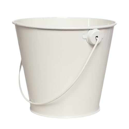 CUTeFiorino Verzinkte Metalleimer mit, runder Blumentopf, Pflanzenkorb für Pflanzen, Süßigkeiten, Snacks und Heimdekoration Strandschaufeln (E, L) von CUTeFiorino