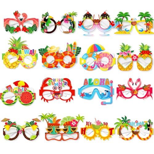 CUVZORA 16 Stück Lustige Hawaii Partybrillen aus Papier, Hawaiianische Fotobox Accessoires & Deko für Sommerparty, Karneval, Halloween, Für Kinder und Erwachsene CUVZORA 16 Stück Lustige Hawaii Partybrillen aus Papier, Hawaiianische Fotobox Accessoires & Deko für Sommerparty, Karneval, Halloween, Für Kinder und Erwachsene von CUVZORA