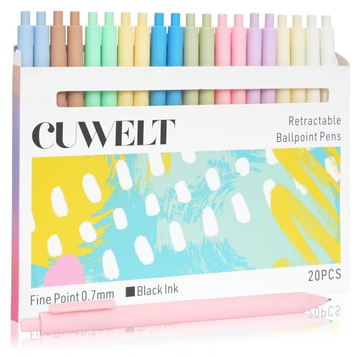 CUWELT 20 Stück Druckkugelschreiber, 0,7mm Schnell Trocknende Kugelschreiber Pastell, Schwarze Einziehbare Tintenstifte, Roller Schreibstifte, Feine Spitze Kuli für Schule Büro Schreiben Notieren CUWELT 20 Stück Druckkugelschreiber, 0,7mm Schnell Trocknende Kugelschreiber Pastell, Schwarze Einziehbare Tintenstifte, Roller Schreibstifte, Feine Spitze Kuli für Schule Büro Schreiben Notieren von CUWELT