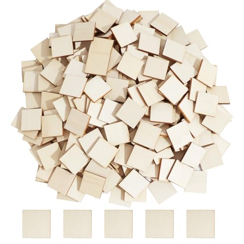 CUWELT 360 Stück Holz Quadratische Scheiben zum Basteln, 2x2cm Quadratische Holzplättchen, Unvollendete Verzierungen Quadrate Holzplatten für Hochzeit Dekoration DIY Handwerk Handarbeit Holz Etiketten von CUWELT