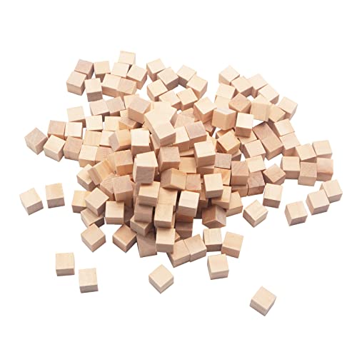 CUWELT 400 Stück Holz Würfel Deko, 10mm Kleine Holzwürfel Blanko zum Basteln, Quadrat Würfel Natur, Natürliche Bastelwürfel für DIY, Malen, Handwerk, Dekoration, Zahlen von CUWELT