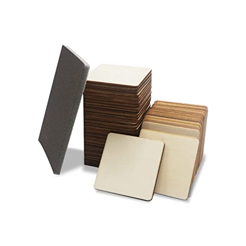Cuwelt 120 Stück 5x5cm Quadrate Holzscheiben zum Basteln Holzplättchen, Unbehandelte Holz mit 2.5mm Dick, Quadratisch Holzplatten für DIY Malen Handwerk von CUWELT