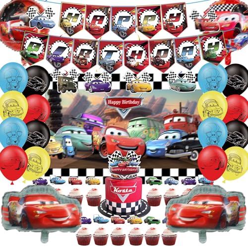 Cartoon-Geburtstagsparty-Zubehör, Party-Dekorationen umfassen Happy Birthday-Banner, Folienballons, Hintergrund, Cupcake-Topper, hängende Wirbel für Kinder und Jungen Cartoon-Geburtstagsparty-Zubehör, Party-Dekorationen umfassen Happy Birthday-Banner, Folienballons, Hintergrund, Cupcake-Topper, hängende Wirbel für Kinder und Jungen von CVCXFParty