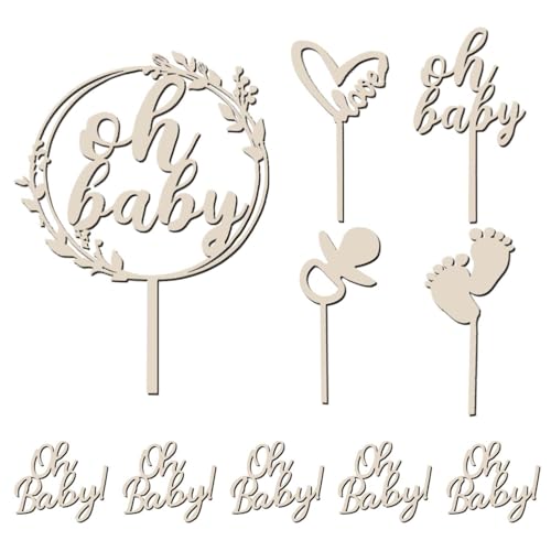 CVDYWDJIE 10 Stück Holz-Kucheneinsätze, Baby-Geburtstags-Kuchenaufsatz, Kreative Oh-Baby-Einsätze, Babyparty-Party-Kuchendekorationen CVDYWDJIE 10 Stück Holz-Kucheneinsätze, Baby-Geburtstags-Kuchenaufsatz, Kreative Oh-Baby-Einsätze, Babyparty-Party-Kuchendekorationen von CVDYWDJIE