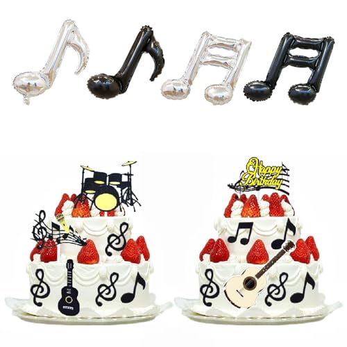 CVDYWDJIE 2 Sätze Musikeinsätze, 4 Stück Notenballons, Dekorationen Zum Thema Musik, Musikeinsätze Für Violine, Kuchendekorationen Für Geburtstagsfeiern CVDYWDJIE 2 Sätze Musikeinsätze, 4 Stück Notenballons, Dekorationen Zum Thema Musik, Musikeinsätze Für Violine, Kuchendekorationen Für Geburtstagsfeiern von CVDYWDJIE