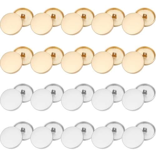 CVDYWDJIE 20 Runde Knöpfe, Metallknöpfe, Einfache Und Vielseitige Knöpfe, Kleidungsknopf-Ersatz, Nähknöpfe (Gold, Silber) von CVDYWDJIE
